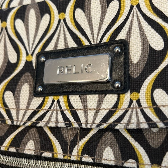 New Relic Geometric Print Canvas Faux Leather Crossbody Purse Shoulder Bag - Picture 2 of 15